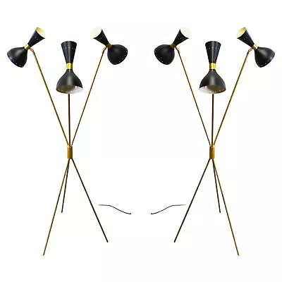 1 Of 2 Italian Minimalist Design Floor Lamp Brass Midcentury Stilnovo Style 50s • $1383.30