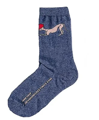 Blue Heather Heart Hounds Socks M Greyhound Dog Whippet • $12.29