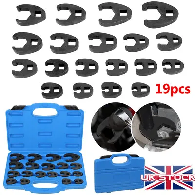 19pc Metric Crowfoot Wrench Set 8-32mm 3/8  1/2  Sq Dr Large Crows Foot UK • £35.99