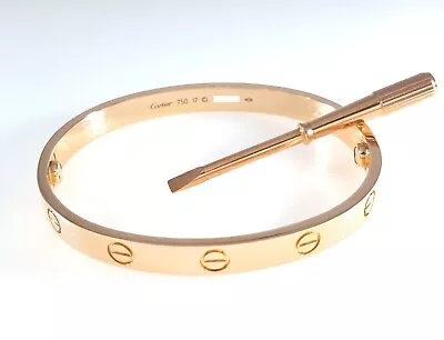 CARTIER LOVE BRACELET 18K ROSE GOLD Size 17 - B3850 • $5300