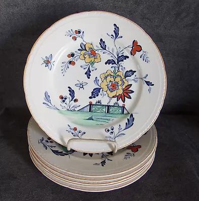 Six Antique Royal Tudor Delft Barker Bros England 10” Dinner Plates • $50