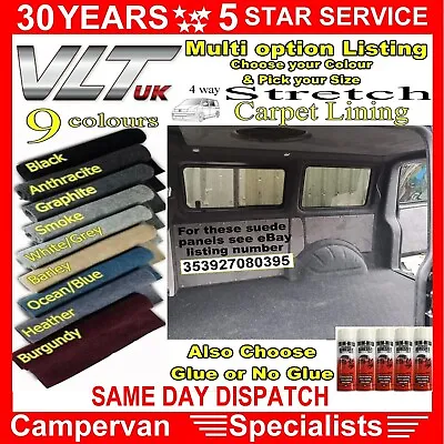 £25.98 • Buy Camper Van Carpet Lining 4 Way Stretch VW T6 5 Transporter Caddy Transit Trimfix