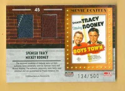 2009 Americana Spencer Tracy Mickey Rooney Movie Posters Dual Materials 134/500 • $1.95