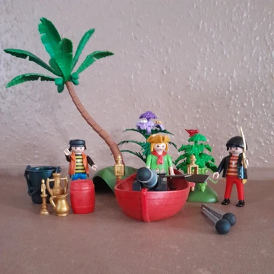 £4.99 • Buy Playmobil 3 Pirates, Island, Rowing Boat With Oars,  Treasure, Firing Canon