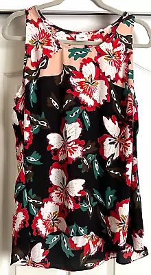 CAbi Black Floral Tank #5542 Hibiscus Sleeveless Blouse Size XL • $19.95