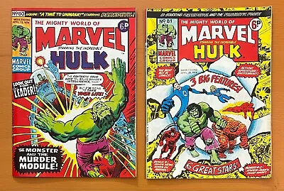 Mighty World Of Marvel #80 & 81. RARE MARVEL UK 1974. 2 X FN+ Bronze Age Comics • £24.95