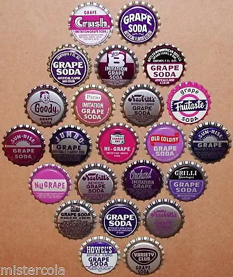 Vintage Soda Pop Bottle Caps GRAPE FLAVORS Lot Of 23 Different New Old Stock • $13.59