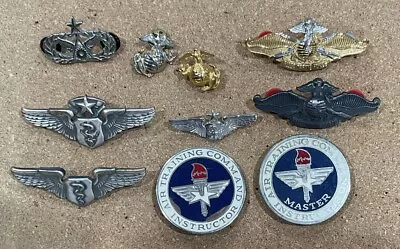 Set Of 10 Vintage Military Wings Rank Insignia • $30