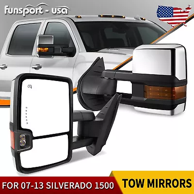 Chromed Power Heated Tow Mirrors For 2007-2013 Chevy Silverado 1500 2500 3500 • $116.59