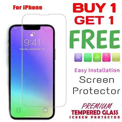 Tempered Glass Screen Protector For IPhone 14 13 12 11 Pro Max Mini XR XS X 8 7 • £1.99