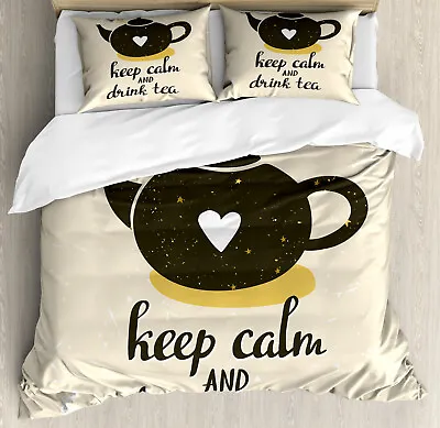 Keep Calm Duvet Cover Set Drink Tea Teapot • £32.99