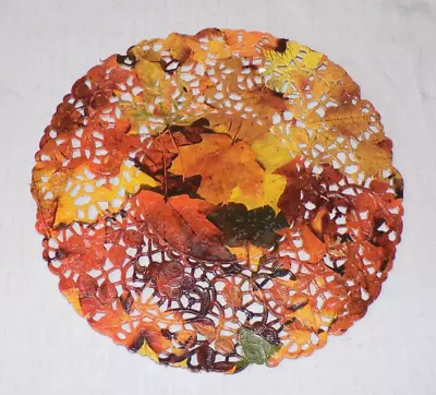 Round Royal Lace Doily Fall Foliage Thanksgiving 8  Miniature Dollhouse Rug • $3.49