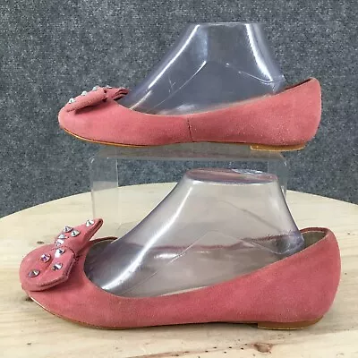 Marco Santi Shoes Womens 8 Rhinestone Bow Slip On Ballets Flats Pink Suede  • $20.99