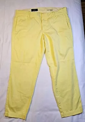 J Crew Womens Pants Slacks Sz 10 Pretty Yellow Scout Chino Pockets Cropped  • $18.50