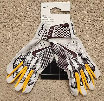 NEW Minnesota Gophers Nike Alpha Elite Batting Gloves Dri-Fit LG FB4178-148 • $51.99