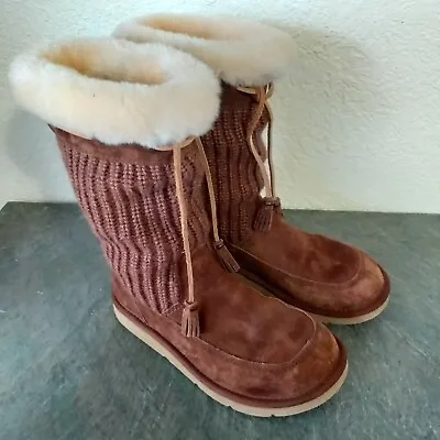 Ugg Australia Boots Style 5124 Crochet Suede Chestnut Suede Leather US 6 EUR 37 • $50