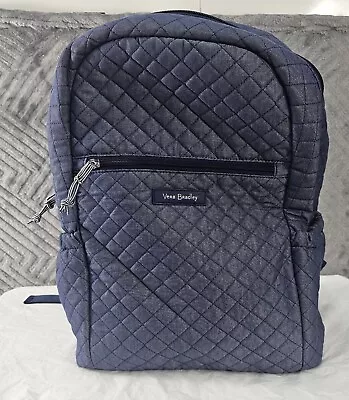 VERA BRADLEY Backpack Book Bag - Denim Moonlight Navy Blue  Quilted • $29.99