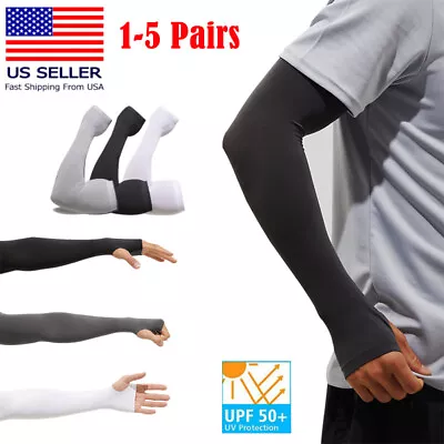 1-5 Pairs Cooling Arm Sleeves With Hands Cover UV Sun Protection Outdoor Sports • $5.95