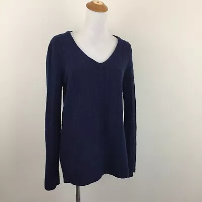 EQUIPMENT Blue Wool Yak Knit Cable Ribbed Pullover Sweater Womens Sz Medium • $14.01