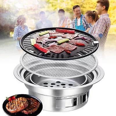 Japanese Korean BBQ Grill Yakitori Barbecue Charcoal Round Stainless Steel • $30