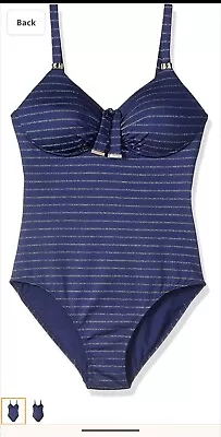 Amoena Woman's Bathing Suit Size 10b New With Tags  Blue And Gold • $54