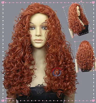 Merida Disneys Princess Copper Red Halloween Wig (Kids) +Gift Wigs Hairnet • £34.80