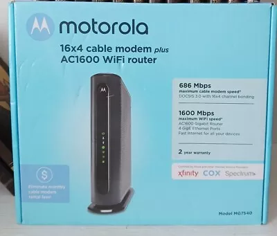 Motorola 16X4 Cable Modem Plus AC1600 Router MG7540 Modem Speed 686Mbps • $47.96