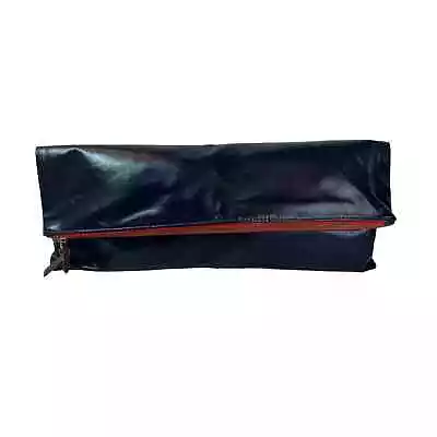 Clare V. Vivier Foldover Clutch Bag Navy Blue Leather Red Trim Envelope Handbag  • $99
