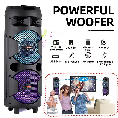 5000W Portable Bluetooth Speaker Sound System Dual 8  Horns DJ Party W/Micphone • $75.99