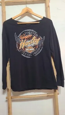 Womans Harley Davidson Rhinestone Long Sleeve T-Shirt Size Medium • $15.99