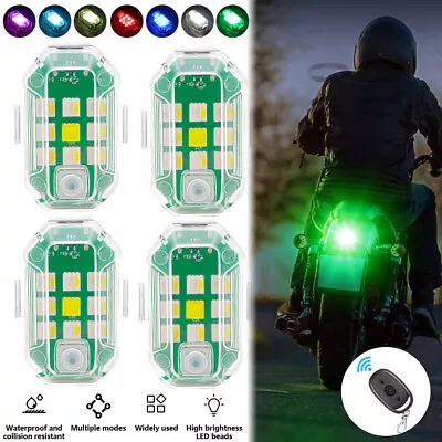 4xRechargeable Flashing Lights Wireless LED Strobe Light For Motorcycle Car Bike • $19.59