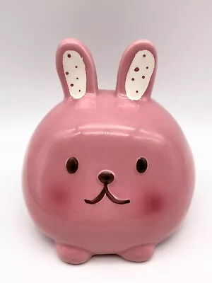 Pink Bunny Coin Piggy Bank Ceramic Rabbit Small • $12.98