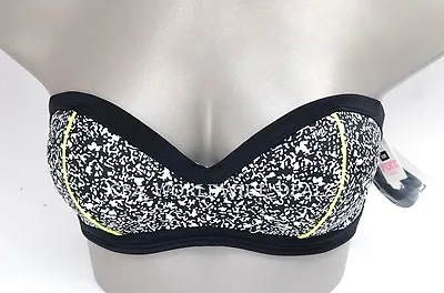 New Victoria's Secret PINK Composition Print Neon Yellow Trim Bandeau Bikini Top • $9.87