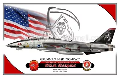 F-14d “TOMCAT” US Navy - VF-101 - Grim Reapers -  Airplane Profile Poster • $18