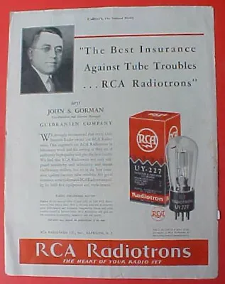$12.99 • Buy Vintage 1930 RCA RADIOTRON UY-227 Vacuum Tube Radio John Gorman 30's Print Ad
