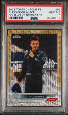 RARE 2022 Topps Chrome F1 Alexander Albon Gold Wave Refractor 55 #48/50 PSA 10 • $175