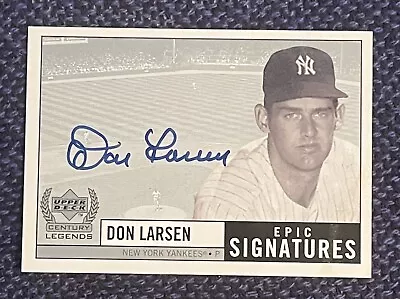 1999 Upper Deck Centruy Legends Epic Signature Don Larsen Dl Auto Yankees Ws Mvp • $8.50