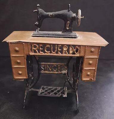 Vtg Miniature Artisan Hand Crafted Tin Fretwork Dollhouse Singer Sewing Machine • $35