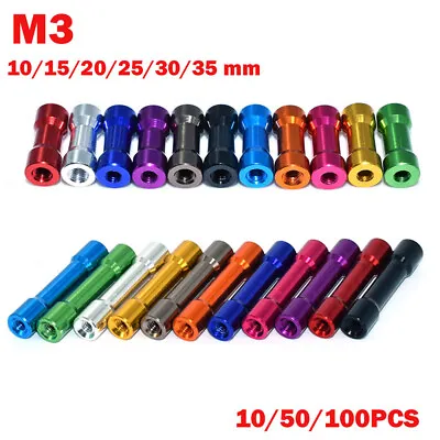 10~100PCS 10mm~35mm M3 Aluminum Column Standoffs Spacer Round Head Colorful HOT • $5.23