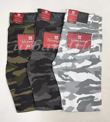 Men's Stretch Camo Skinny Jeans Pants Size 28-42 AR169 • $30.95