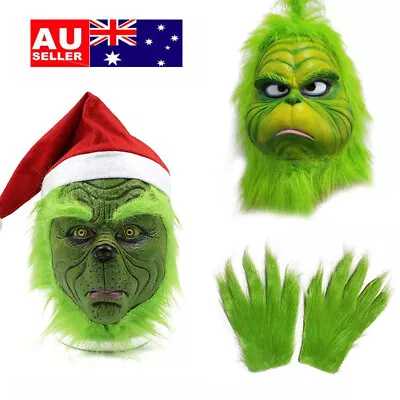 The Grinch Stole Christmas Hat Party Prop Cosplay Costume Halloween Mask Gloves • $22.49