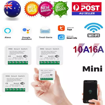$15.65 • Buy Smart WiFi Light Switch 10/16 Amp Mini Module Work For APP/Alexa/Google Home