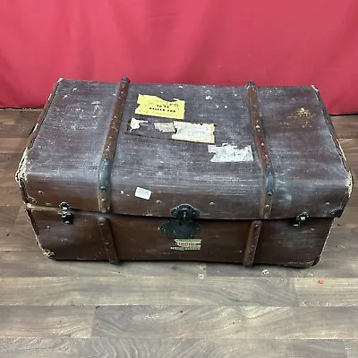 Retro Vintage Wooden Banded Steamer Trunk Suitcase Luggage Table - Prop Display • £39.99