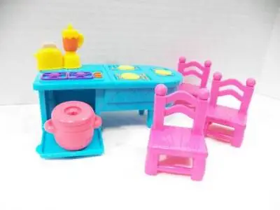 ~Fisher Price~ Dora The Explorer Dollhouse Kitchen Island Stove Table Chairs Set • $14.95