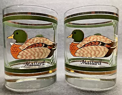 Libbey Glass Mallard Duck Hunting Bar Whiskey Low Ball Glasses 12oz Set Of 2 • $14.25