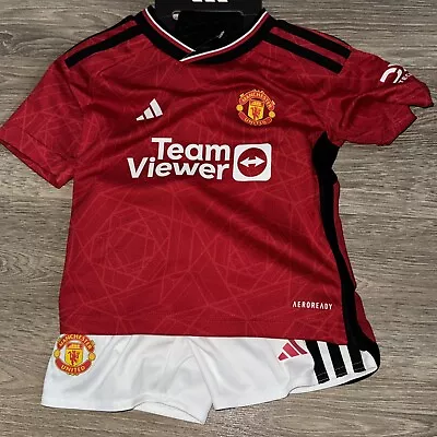 Man United 23/24 Home Kids Age 2-3 Brand New Full Kit • £16.99