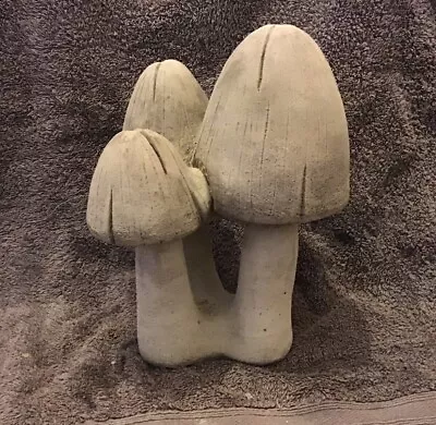 Stone Garden Traditional 3 Toadstool Mushroom Concrete Ornament Free Postage • £19.95