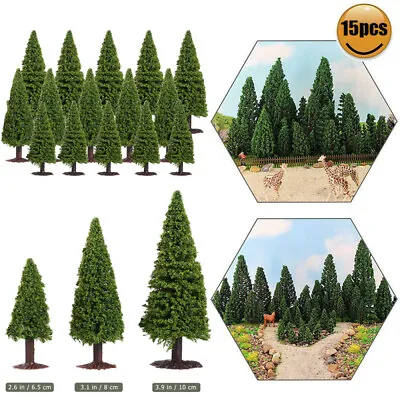 15pcs Model Pine Trees Green Pines For N Scale Model Railroad Layout • $14.72