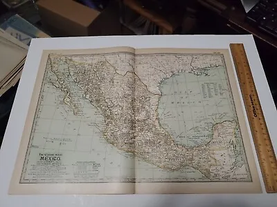 1902 Antique Map Of Mexico Century Atlas Vintage North American Mexican • $12