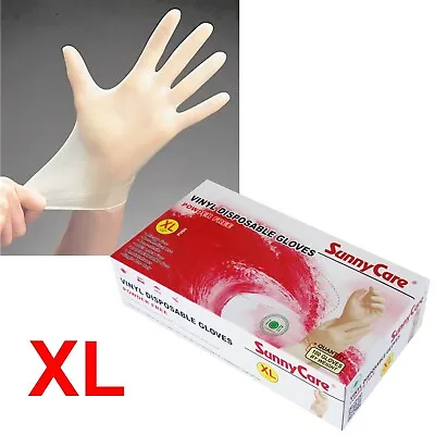 100 SunnyCare Powder Free Vinyl Gloves Food Service (Latex Nitrile Free) 🔥🔥 XL • $7.49